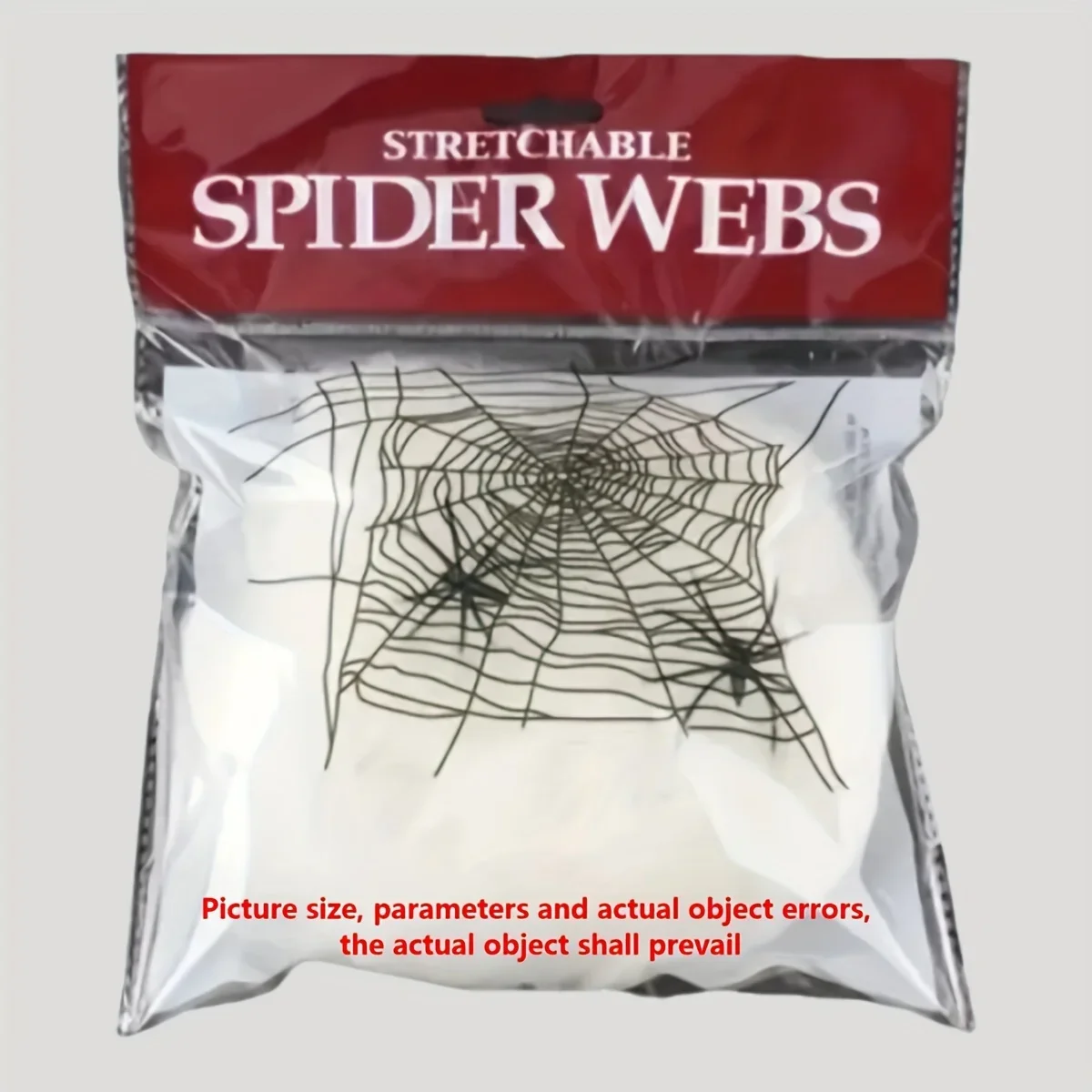 Spider Web Halloween Decoration - 伸縮性のある蜘蛛の巣飾り。各飾りに蜘蛛が2匹ずつ付いています。ハロウィーンのパーティー用品として、お化け屋敷や部屋、家の装飾に最適です。