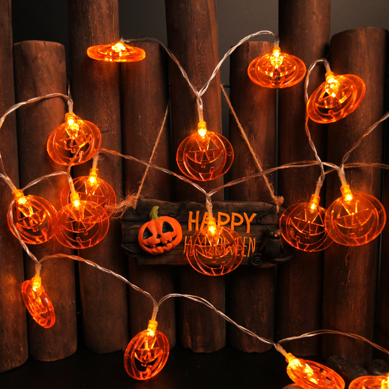 Halloween Led String Lights Orange - ハロウィーンのくり抜きカボチャ型ストリングライト、暖色オレンジ色のランタン、LEDフェアリーライト、電池式装飾ライト