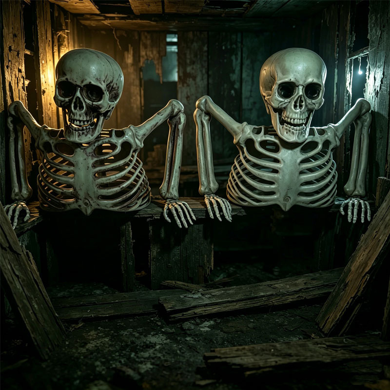 Halloween Skeleton Decoration - ホラー風の半分の骸骨オーナメント、ハロウィーンの骸骨骨飾り、墓地の装飾、屋外パーティー用ハロウィーン装飾品