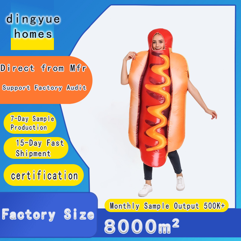 Halloween Costume Adult - 大人用ホットドッグコスチューム、面白い食べ物をモチーフにした仮装衣装、ハロウィーンカーニバルパーティー用コスプレ衣装。
