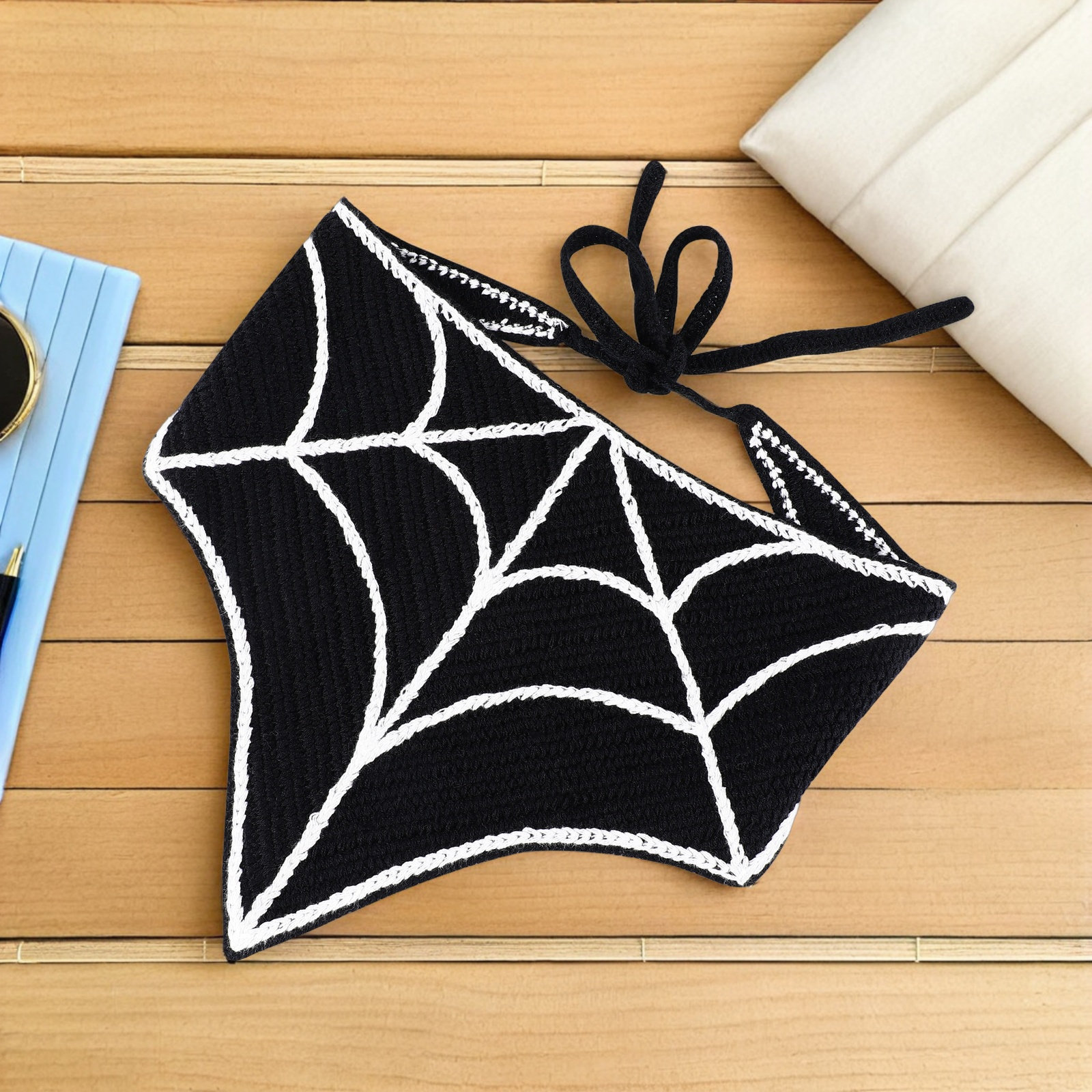 ハロウィーン スパイダーウェブ柄 三角ヘッドスカーフ バンダ - Spider Web Halloween Decoration のレビューと価格