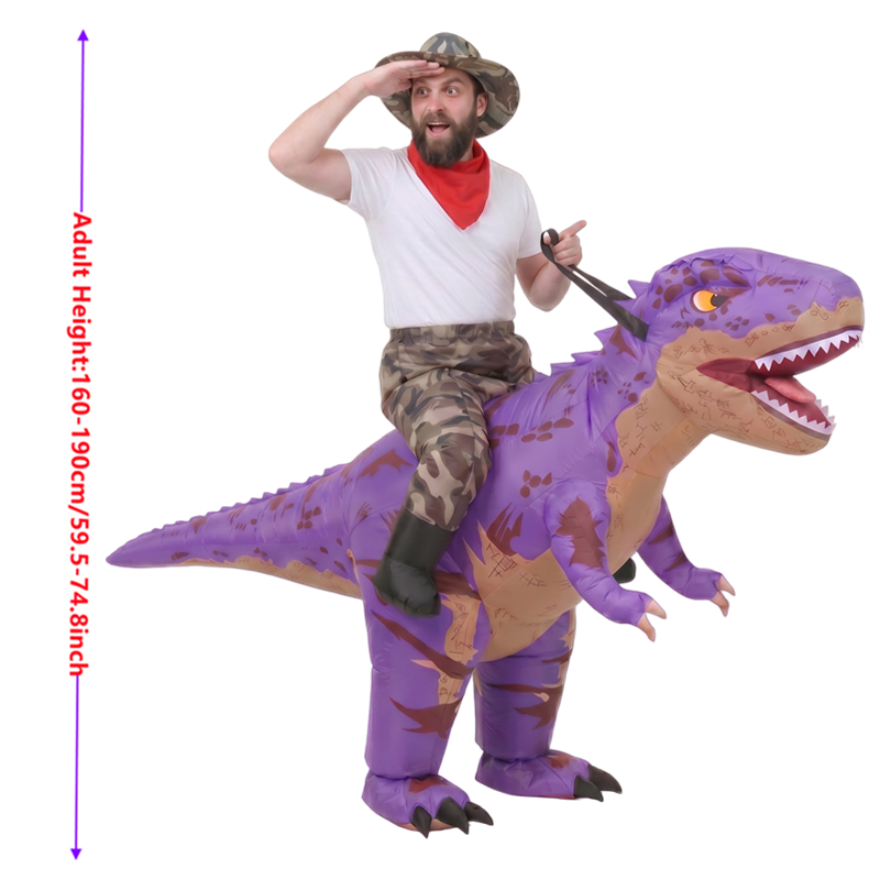 大人用、面白い迷彩柄の紫色のT-Rex（ティラノサウルス）の - Halloween Costume Adult のレビューと価格