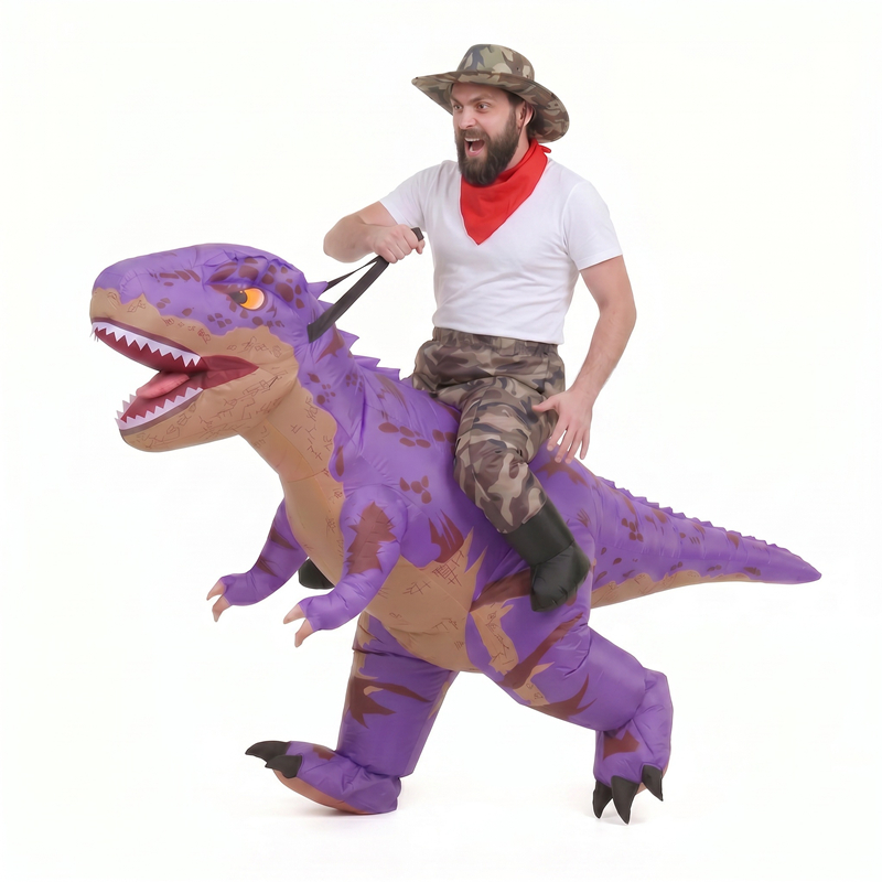 大人用、面白い迷彩柄の紫色のT-Rex（ティラノサウルス）の - Halloween Costume Adult のレビューと価格