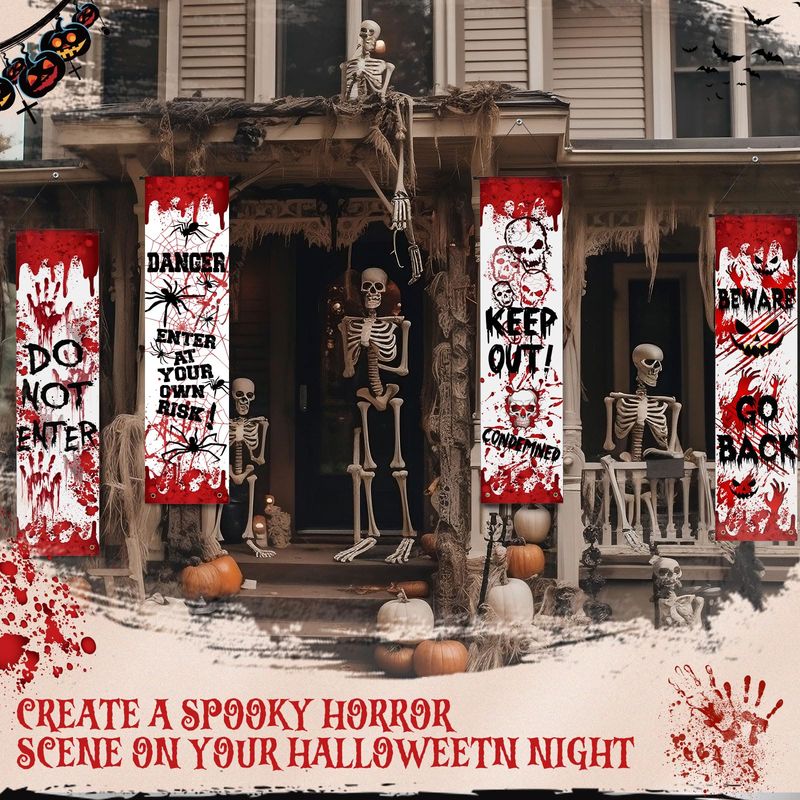 VIKAMA ハロウィンポーチドアカバー ホラー血染めの手形 - Halloween Skeleton Decoration のレビューと価格