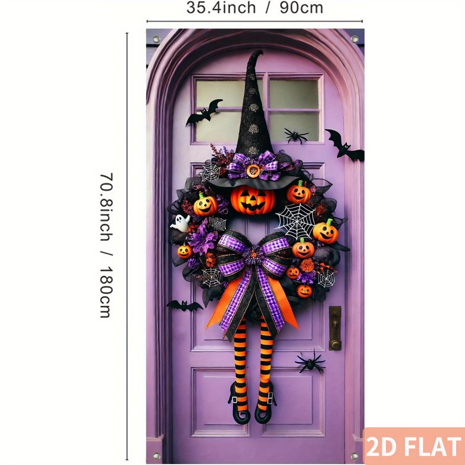 ハロウィーンの魔女リース、ドアカバー、吊り下げ式バナー、ドア - Spider Web Halloween Decoration のレビューと価格