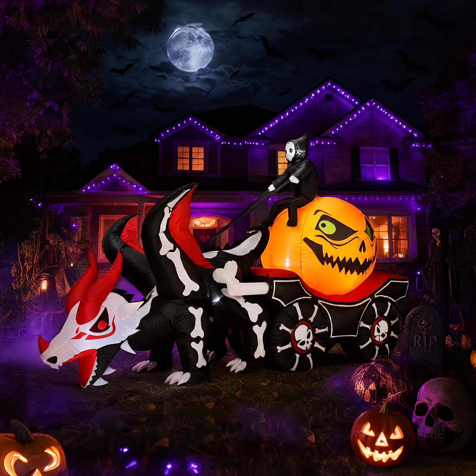 高さ約2.7mのLEDライト付きハロウィーン装飾用インフレー - Halloween Pumpkin Decor Led のレビューと価格