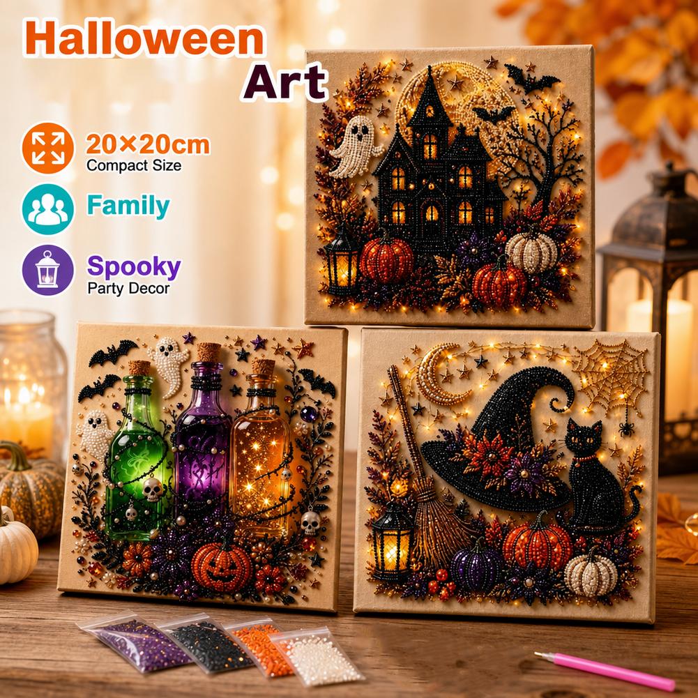ハロウィンゴースト＆パンプキン3DパールアートDIYキット（ - Pumpkin Lantern Halloween のレビューと価格