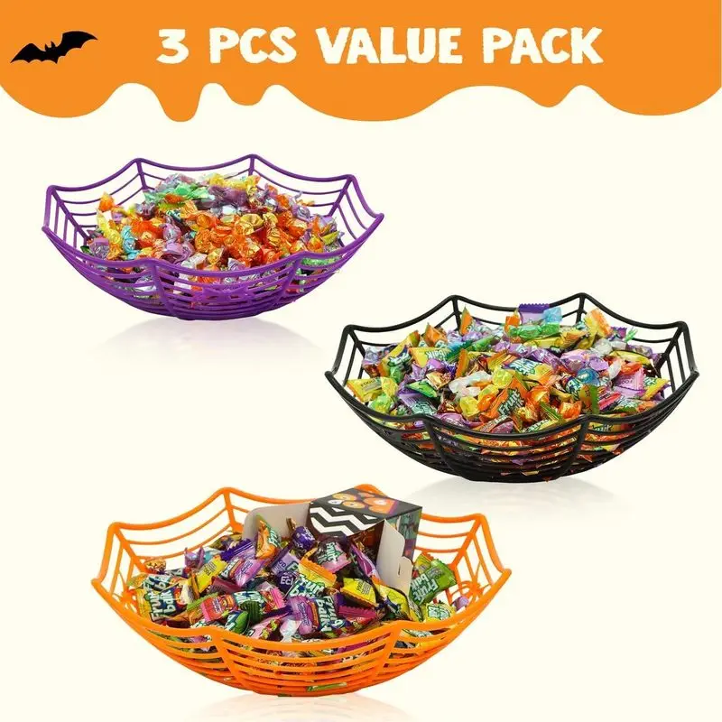 ハロウィーンのキャンディボウル、蜘蛛の巣模様、トリックオアト - Spider Web Halloween Decoration のレビューと価格