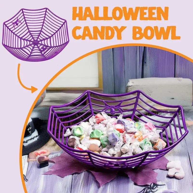 ハロウィーンのキャンディボウル、蜘蛛の巣模様、トリックオアト - Spider Web Halloween Decoration のレビューと価格