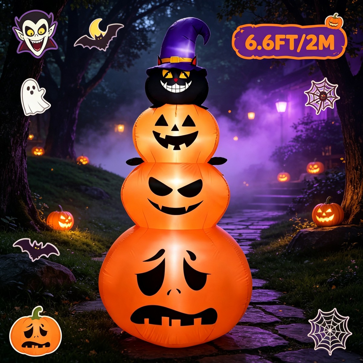 屋外のホリデーデコレーション ハロウィン用インフレータブル  - Halloween Pumpkin Decor Led のレビューと価格
