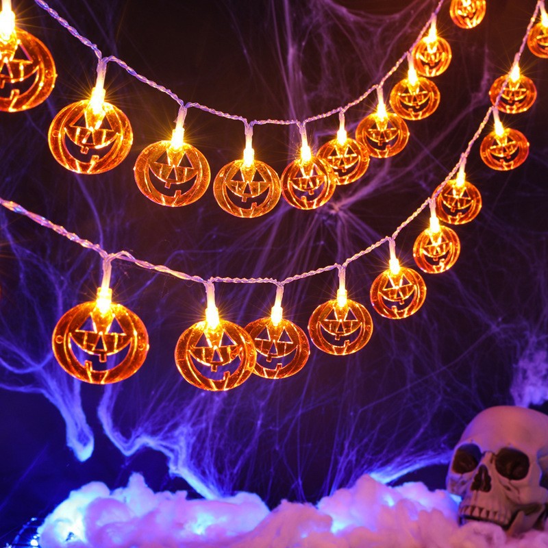 ハロウィーンのくり抜きカボチャ型ストリングライト、暖色オレン - Halloween Led String Lights Orange のレビューと価格