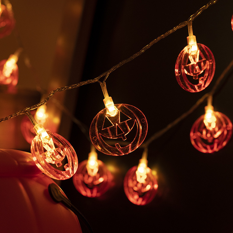 ハロウィーンのくり抜きカボチャ型ストリングライト、暖色オレン - Halloween Led String Lights Orange のレビューと価格