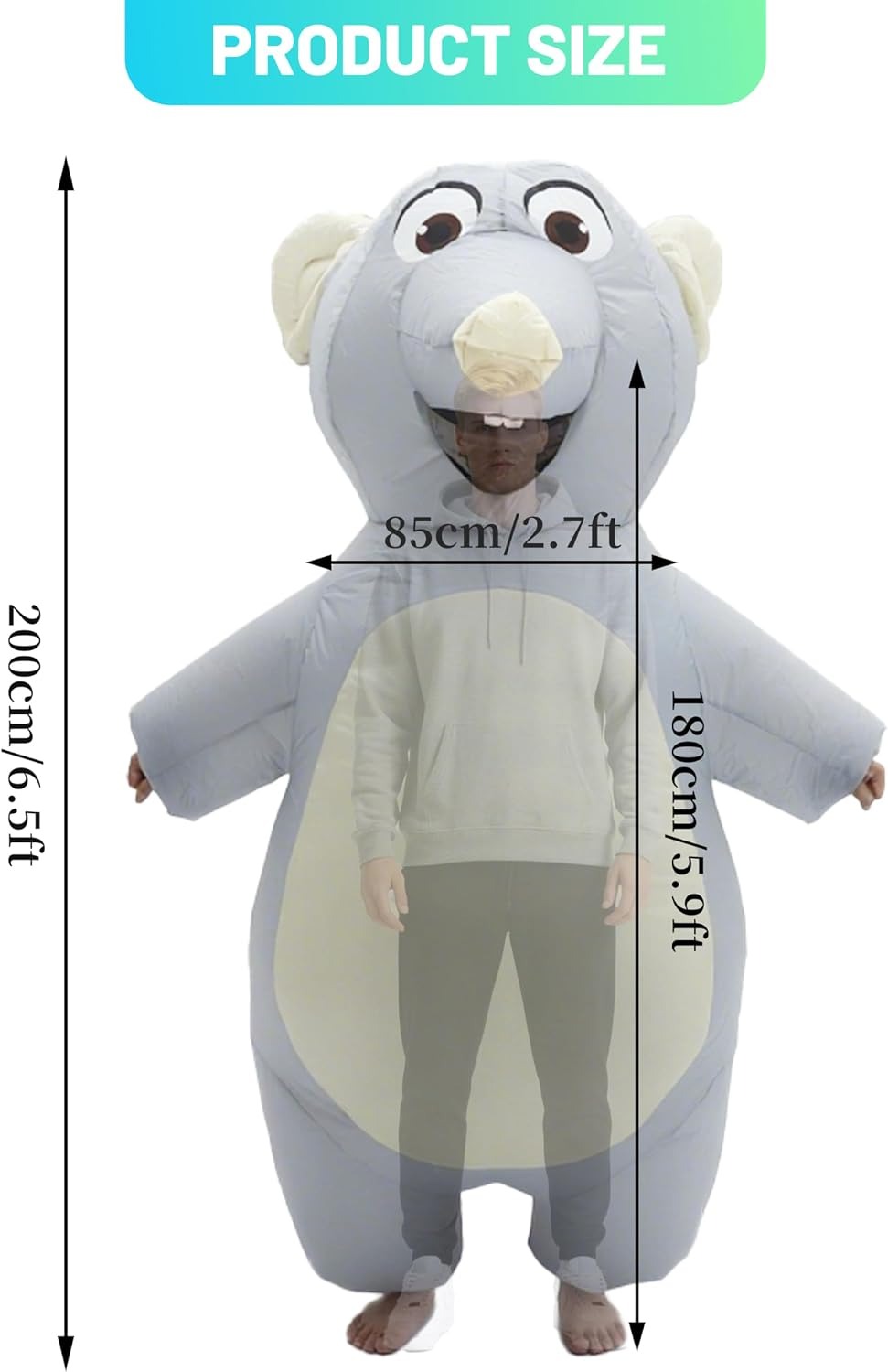 大人用インフレータブルマウスコスチューム。ハロウィーンパーテ - Halloween Costume Adult のレビューと価格