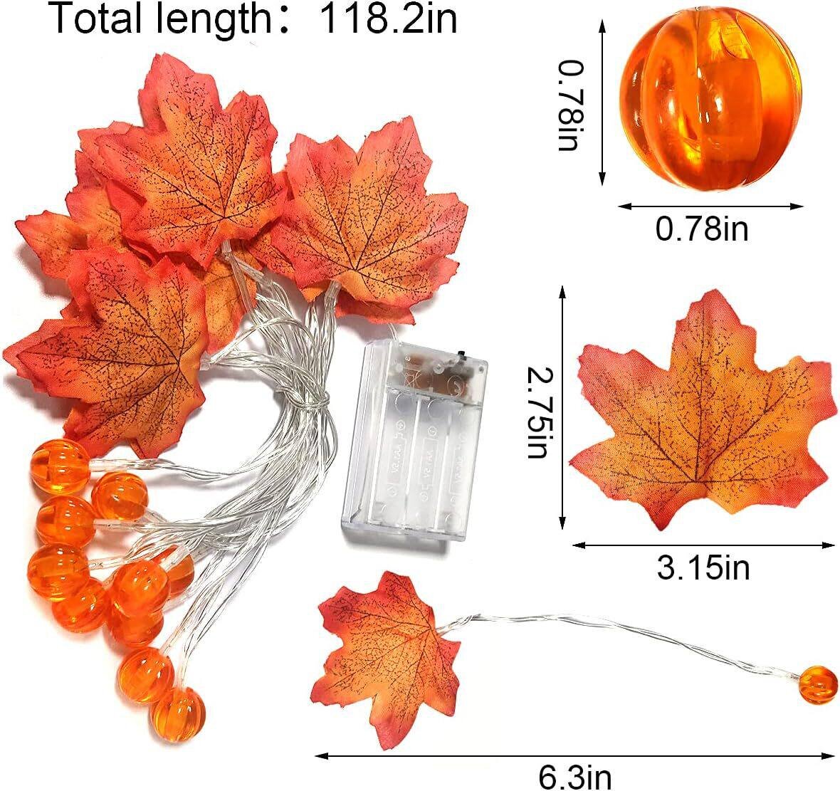 59/118インチ ハロウィン パンプキン メープルリーフ  - Halloween Led String Lights Orange のレビューと価格